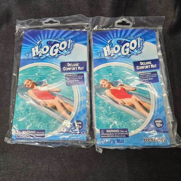 Bestway H2o Go Deluxe Comfort Air Mat Pool Float 64" x 24" x 7.1" Set of 2 - Picture 4 of 4